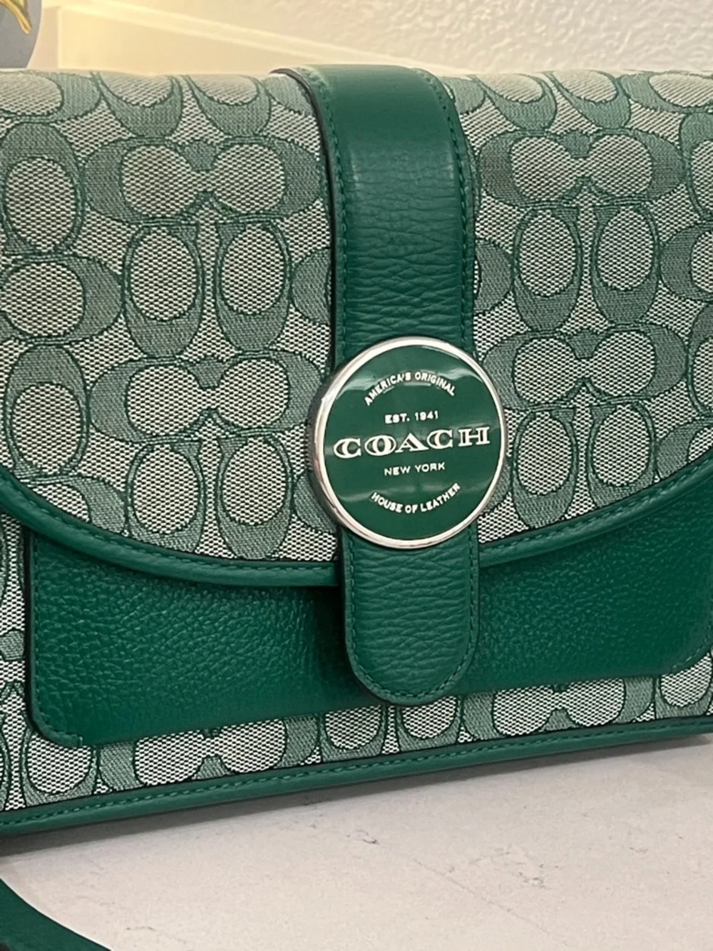 Coach Green Signature Jacquard Crossbody Shoulder Bag - Picture 15 of 15